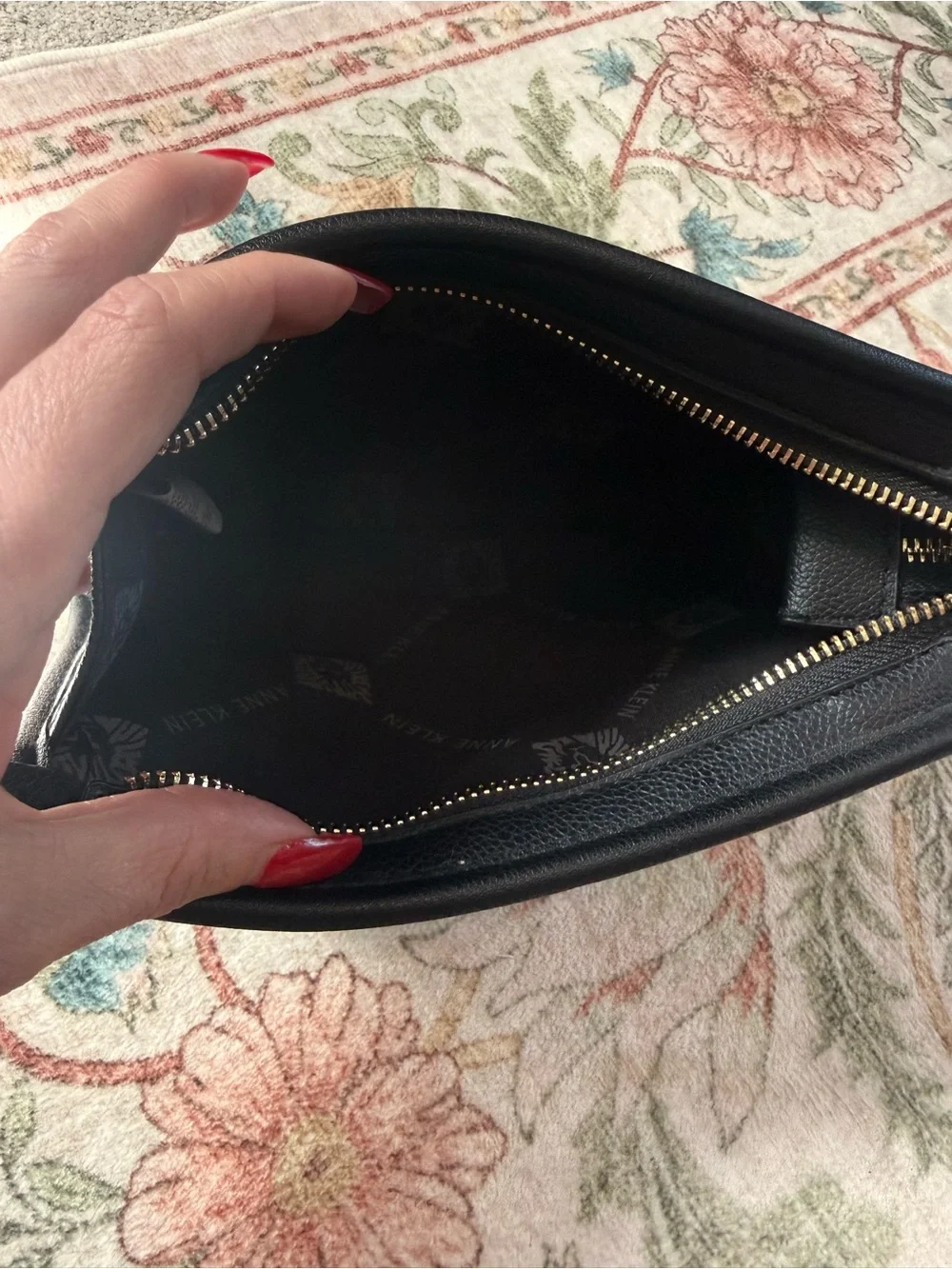 Anne Klein Black & Natural Striped Wristlet